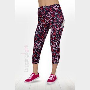 Awareness - Cancer No More- Pocket Capris Wide Band Top Quality Women's Fitness